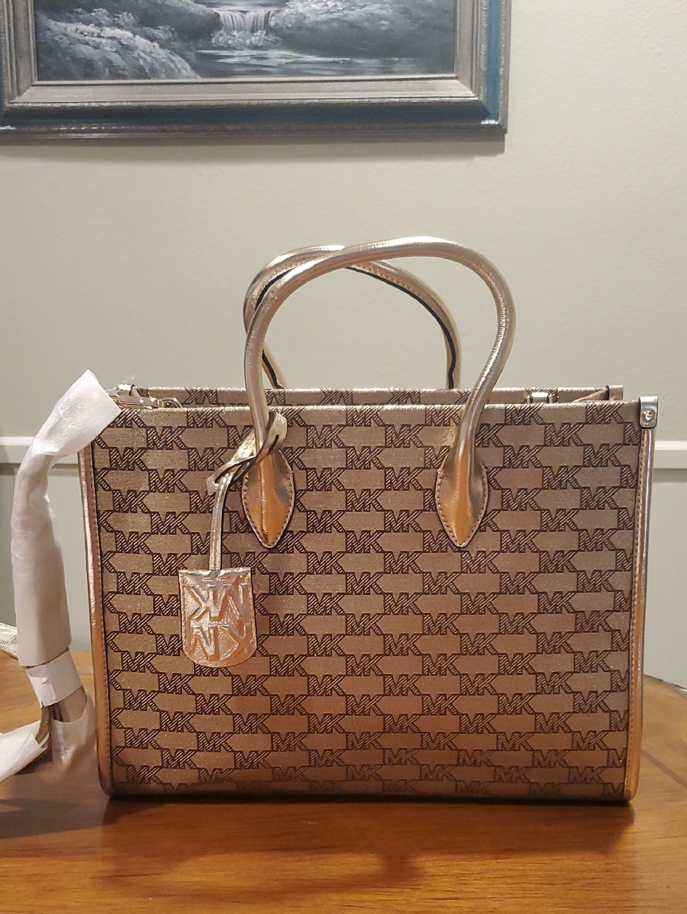 NWT Michael Kors Mirella Tote Metallic Gold